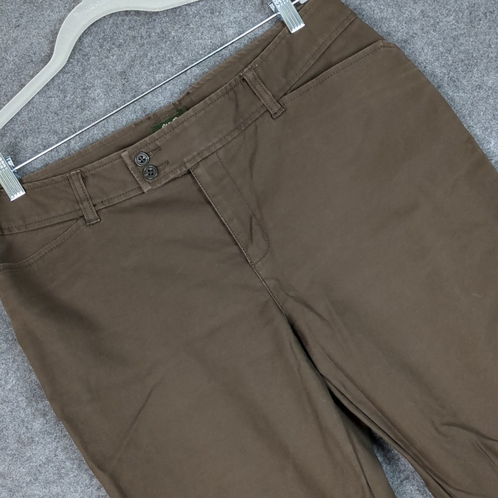 Eddie‎ Bauer Vashon Fit Brown Cotton Stretch Straight Leg Chino Pants Womens 14